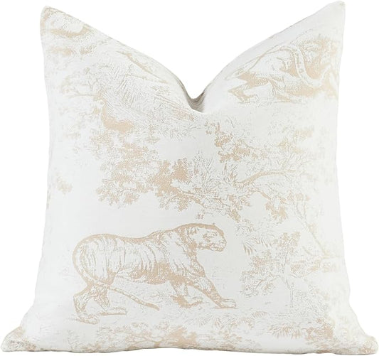 2025 New 20x20'' inches Throw Pillow Cushion Covers - Jungle Tiger Pattern Chenille Jacquard Embroidery Luxury Modern Style Couch Sofa Bed Pillow Cover for Living Room Bedroom