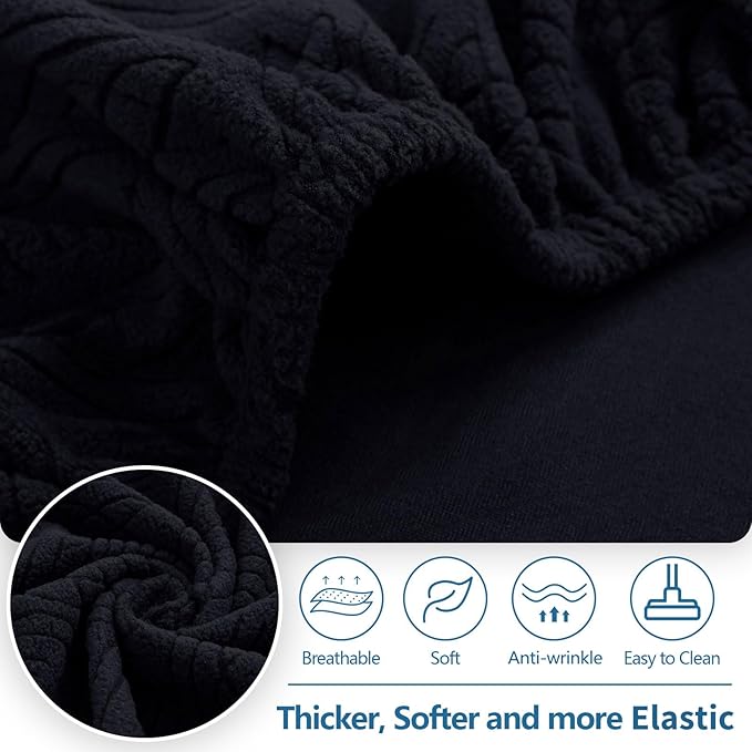 hyha Individual Couch Cushion Covers, Stretch Magic Sofa Seat Cushion Covers Washable, Dog Couch Sofa Slipcover for Pets, Kid with Elastic Bottom(2PC, Black)
