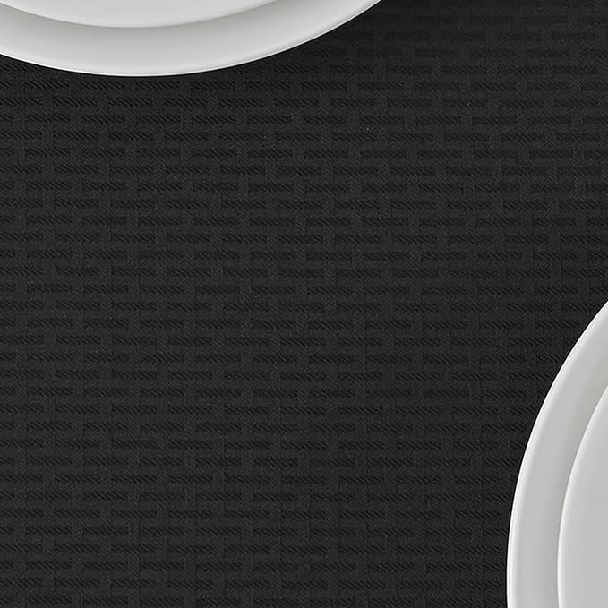 maxmill Square Tablecloth Water Resistance Antiwrinkle Spill Proof Weaved Texture Table Cloth, Decorative Fabric Table Cover for Banquet Parties Event Holiday Dinner, 70 x 70 Inch, Black