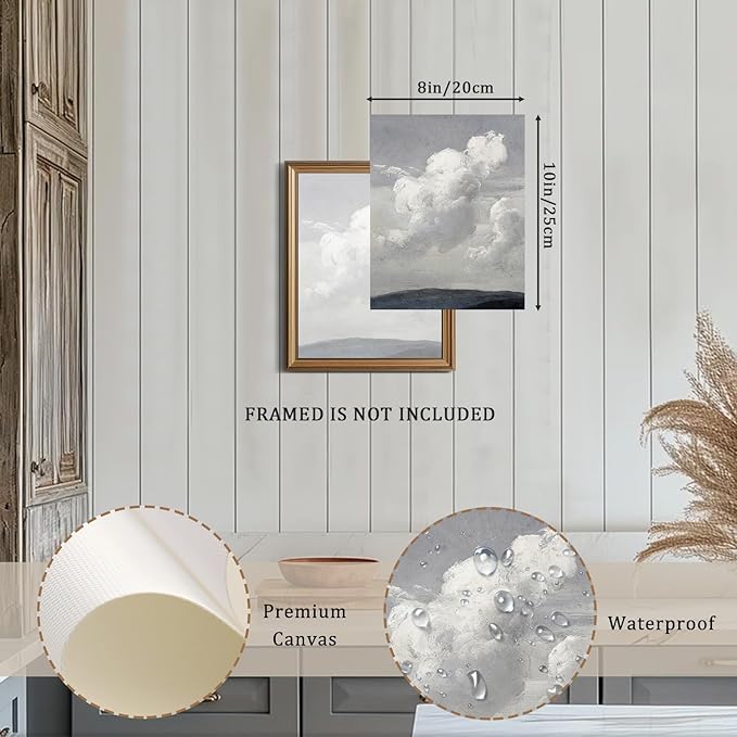 XOCUUI Unframed Canvas Wall Art Classical Oil Painting Canvas Prints Decor Clouds Sky with Vintage Landscape Wall Art Pictures Home Decor 8x10in