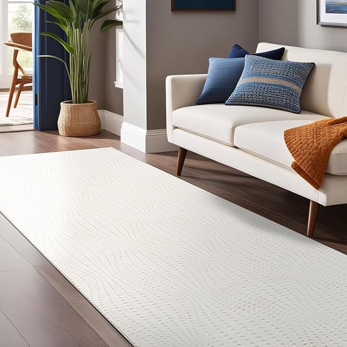 Modern White Non Slip Runner Rug 2x7 Non Skid Soft Rubber Back Hallway Rugs Kitchen Bedroom and Laundry Room Runners Easy Cleaning Stain Resistant Non Shedding Carpet 2 x 7