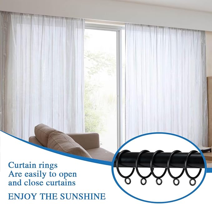 Curtain Rings with Eyelets Metal Eyelet Drapery Rings Inner Diameter 1.5Inch Curtain Rings for Hanging Pinch Pleat Curtain Pin Drape Hooks Black Zocang