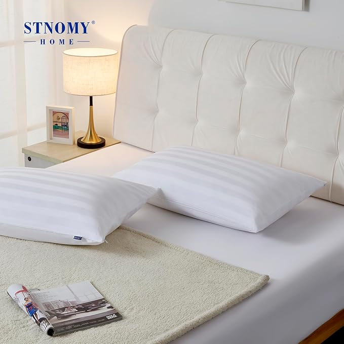 Premium Cotton Pillow Protectors with Zipper Durable Soft Breathable Pillow Cover King Size 2 Pack