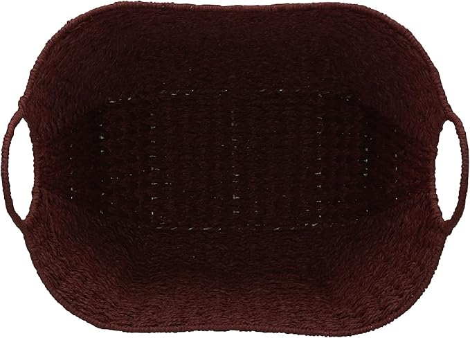 Household Essentials Paper Rope Basket with Handles, Natural Woven Woven Storage Basket, Great for Decoration or Organization