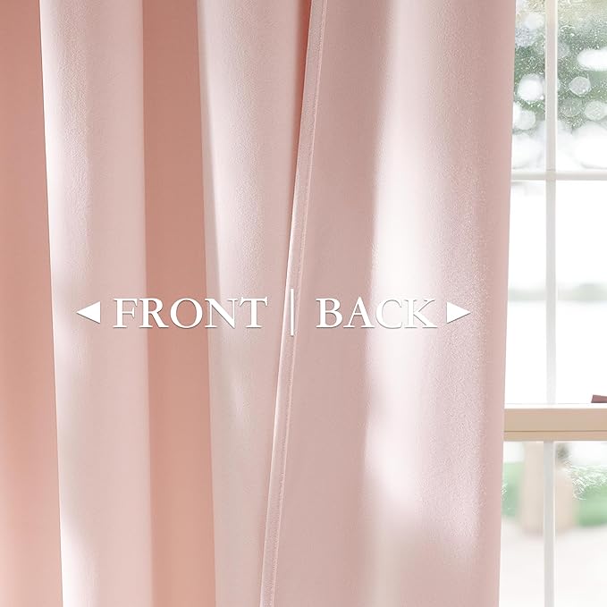 StangH Baby Pink Velvet Curtains 84 inches, Luxury Room Darkening Curtains for Bedroom, Living Room, Thermal Insulated Soft Window Drapes with Rod Pocket & Back Tab, W52 x L84 inches, 2 Panels