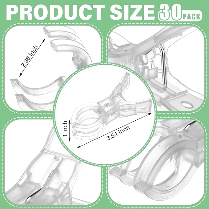 LemonRoad 30 Pack Large Balloon Arch Clips Plastic Transparent Backdrop Spring Clamps 3.5 Inch Heavy Duty Clip for Balloon Arch Kit Birthday Decoration Crafts Woodworking Photography Studios (Clear)