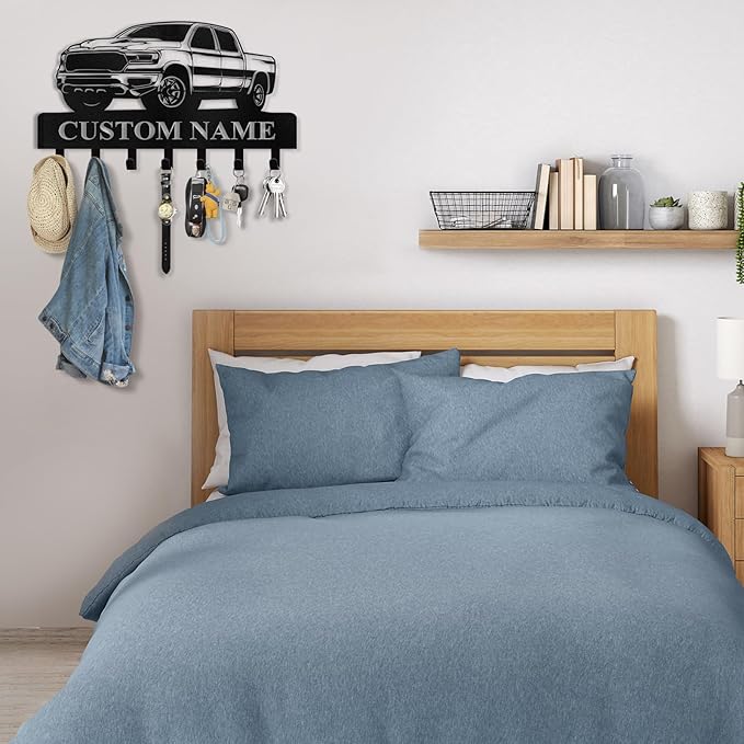 Personalized Key Holder Wall Mount - Custom Car Key Holder for Wall, Metal Coat Rack Hook Organizer, Wall Metal Decor for Living Room Hallway Office, Home Decor, Housewarming Gifts