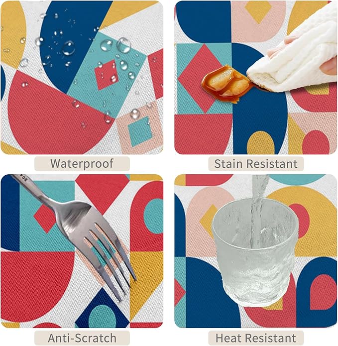 60x108inches Mid Century Table Cloth Nordic Modern Geometric Abstract Splicing Fabric Tablecloth Waterproof and Stain Resistant Table Cover for Kitchen Dining Room Indoor Outdoor Home Decor
