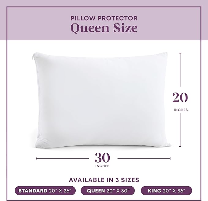 CirclesHome Pillow Protectors 6 Pack Queen Zippered - 100% Cotton Breathable Pillowcases - Protects Pillows from Dirt, Dust and Debris (Queen- Set of 6 - 20x30)