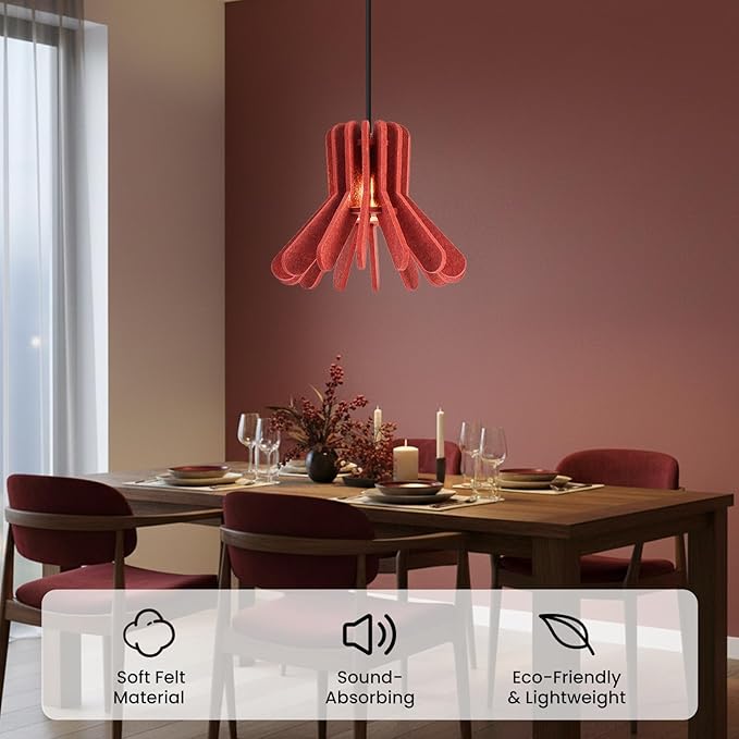 Pendant Light with Felt Lampshade, Modern Hanging Lamp Fixture, DIY Acoustic Pendant Light Chandeliers for Kitchen Island, Living Room, Dining Room, Bedroom, Office (D13.7"x10.2")