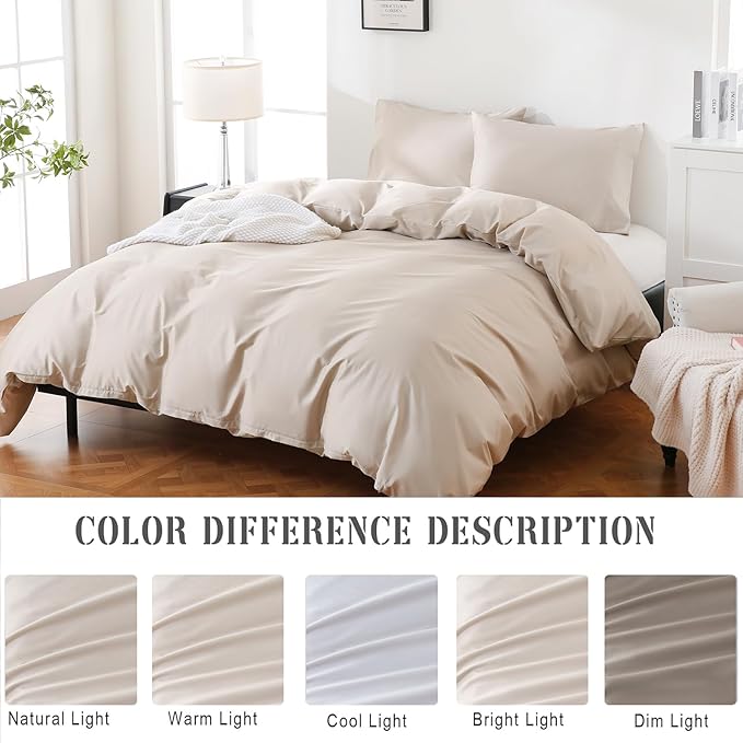 100% Organic Cotton California King Duvet Cover 400 Thread Count Percale 104x98 Inches Sateen Comforter Cover Soft and Breathable Bedding Set 3 Piece（Linen,Cal King）