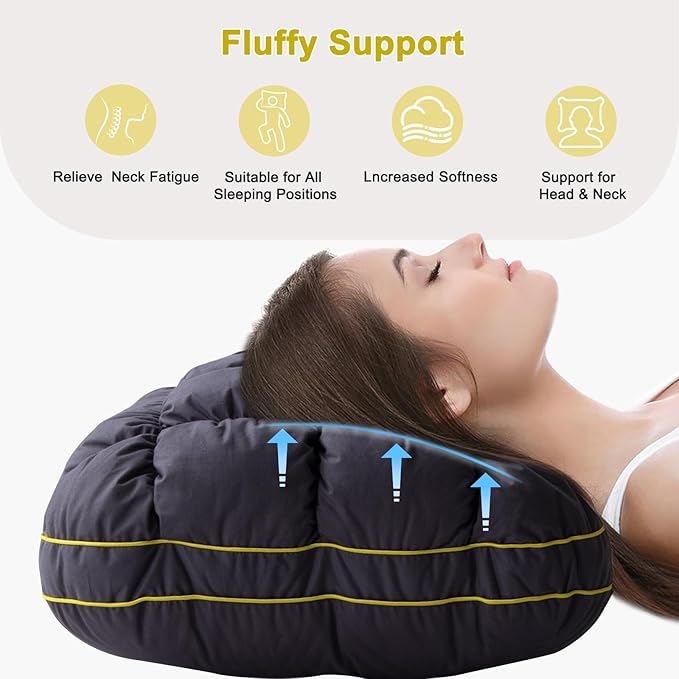 YOUR MOON Fluffy Support Bed Pillow King Size Set of 2, Super Soft Premium Down-Alternative Filling for Sleeping, Luxury Hotel Quality Bed Pillows for Side Sleeper (Gray)