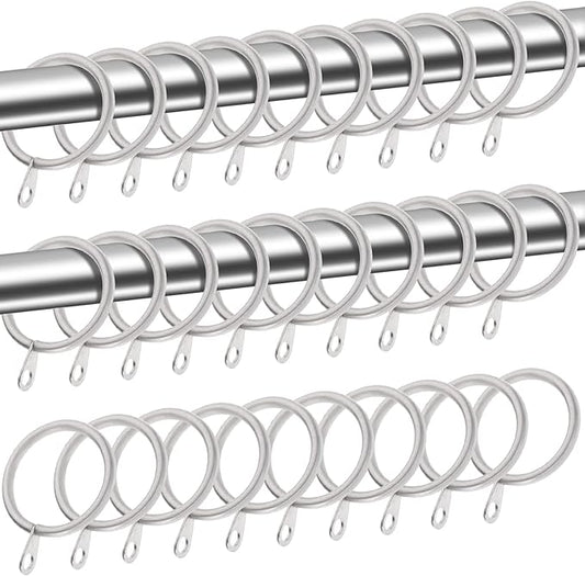 Shappy 40 Pack Metal Drapery Curtain Rod Rings with Eyelets Internal Diameter 1.18in Fits up to 0.79in Rod Hanging Drape Sliding Eyelet Gray Rings for Window Door Shower Bathroom