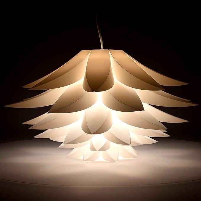 kwmobile Puzzle Pendant Lamp Shade (Pack of 2) - Lotus Flower DIY Lampshade Kit for Hanging Ceiling Light or Floor Lamp - Diameter 20" (50cm) - White