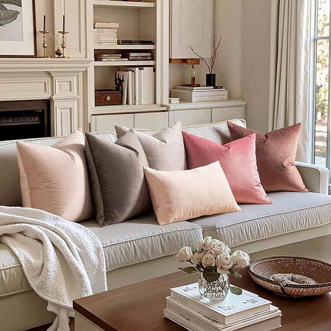 MIULEE Pack of 2 Decorative Velvet Pillow Covers Soft Square Throw Pillow Covers Solid Cushion Covers Jam Pillow Cases for Spring Sofa Bedroom Car 20x20 Inch 50x50 Cm