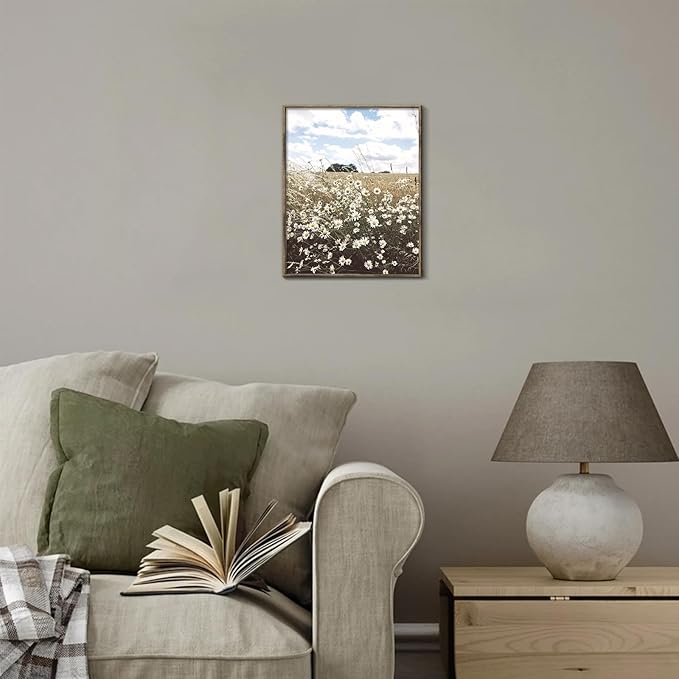 XOCUUI Wall Art for Living Room Landscape Canvas Wall Decor Meadow with Flowers Vintage Paintings Classical Wildflower Field Scene Boho Floral Pictures Decor Gifts for Bathroom Bedroom 8x10 Unframed