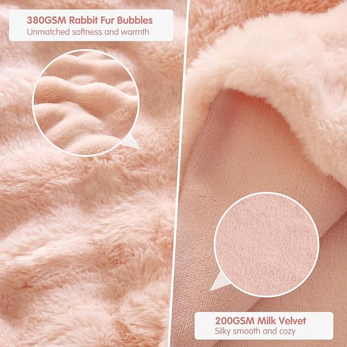 Tokokimo Fluffy Fleece King Size Duvet Cover Set, Ultra Soft Reversible Heavyweight Bedding Set, Extra Warm Winter Duvet Cover Set with 2 Pillow Cases, All Season Fuzzy Comforter Cover Set, Pink