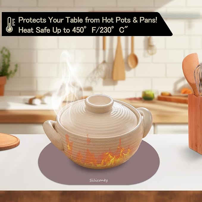 Silicone Placemats, Oval Placemats Set of 4. Heat-Resistant and Easy to Clean Siliconty Mats, Non-Slip Silicone Placemats for Table Protection. (4, Cameo Brown)