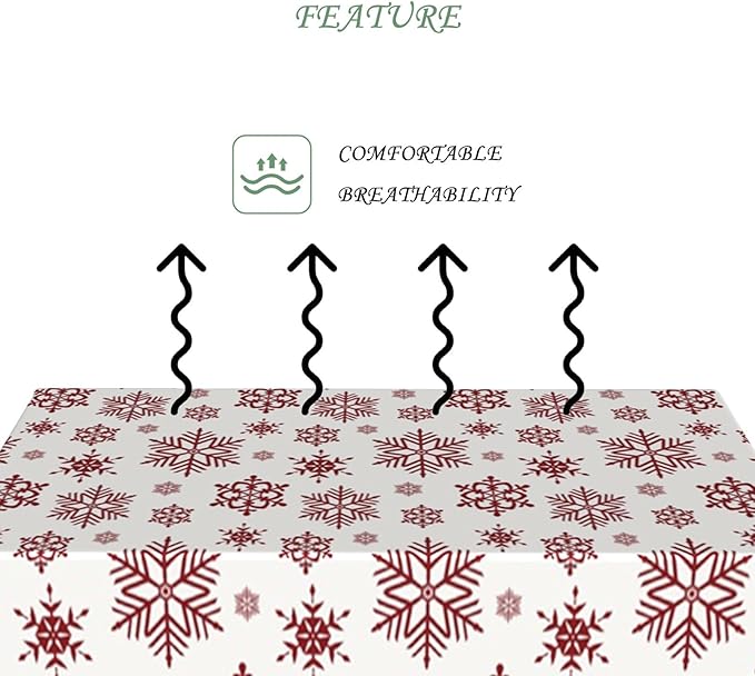 70x140 Inch Christmas Rectangle Tablecloth Winter Snowflakes Vintage Decoration Table Cloth Washable Durable Table Cover for Kitchen Dining Home Banquet Xmas Party Decor