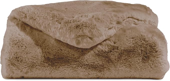 Cozy Earth Cuddle Blanket - Faux Fur Ultra-Soft Luxury Throw Blanket - Thick & Cozy Oversized Design for Lounging or Sharing - Machine Washable - Oversize Throw 80" x 60" Walnut