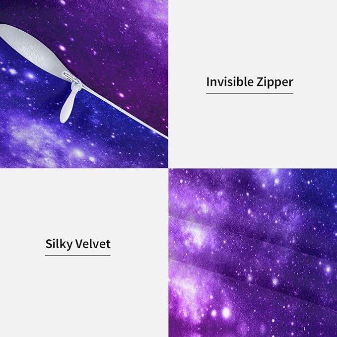 Galaxy Star Pillow Covers 18x18 Inch Set of 2 Space Nebula Throw Pillow Cover Starry Sky Stars Square Pillowcase Cushion Cases for Home Couch Bed Sofa