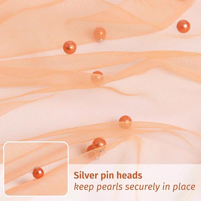 WELTRXE Pearl Table Runner Tulle 10ft, Boho Rustic Lace Table Runner 30x120 Inch for Wedding Decor Birthday Party Dining Table Cover, Orange