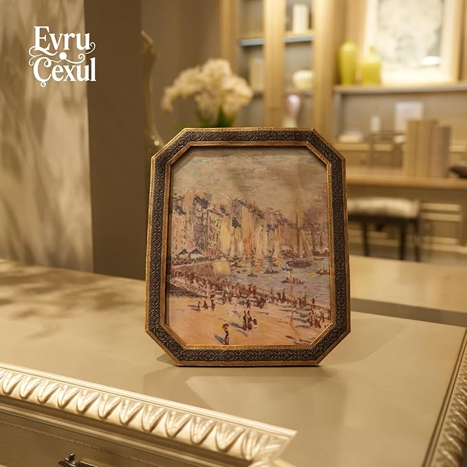 8x10 Vintage Picture Frame - Elegant Antique Frames 8x10 With Glass Front, Fancy Ornate Antique Bronze Gold Frame 8 X 10 For Tabletop And Wall Mounting, Victorian Photo Frames For Walls Hanging
