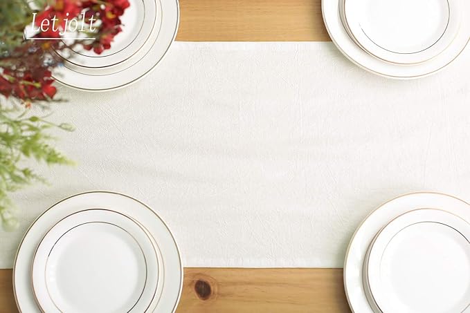 Letjolt White Table Runner 72 Inches Long Rustic Table Runner Cotton Runner Plain Table Decor
