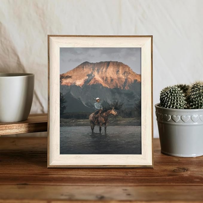 XOCUUI Cowboy Canvas Wall Art Vintage Print Oil Paintings 8x10 Inch, Western Cowboy Mid Century American West Country for Home Office Living Room Bathroom Bedroom Wall Decor Unframed