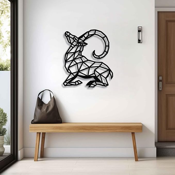 Geometric Animal Metal Wall Art – Modern Polygon Style Metal Wall Decor for Home, Living Room, or Office, Minimalist Wildlife Wall Sculpture, Black Steel Design (Style-6)