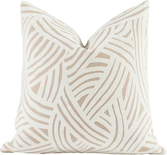 2025 New 22x22'' inches Throw Pillow Cushion Covers - Paradise Beige Color Chenille Jacquard Embroidery Luxury Modern Style Couch Sofa Bed Pillow Cover for Living Room Bedroom