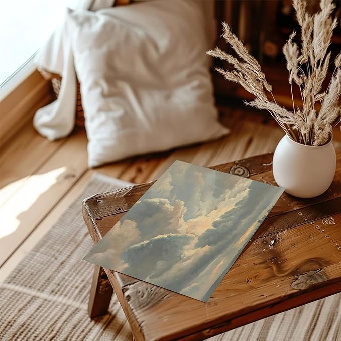 XOCUUI Unframed Canvas Wall Art Vintage Decor, Room Decor Classical Oil Painting Canvas Prints Study Of Clouds With A Sunset Near Rome Vintage Landscape Wall Art Home Decor, 8"X10"