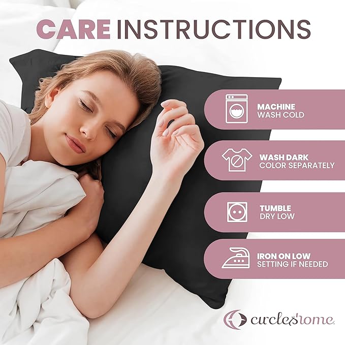 CirclesHome Pillow Protectors 2 Pack Standard Zippered - 100% Cotton Breathable Pillowcases - Protects Pillows from Dirt, Dust and Debris (Standard - Set of 2 - 20x26)