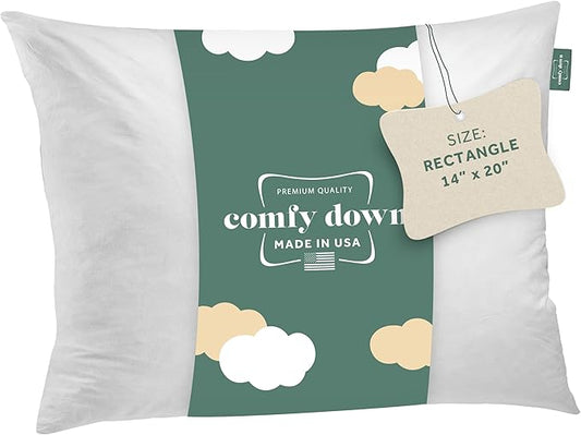 ComfyDown Decorative Throw Pillow Insert, Down and Feather Fill, 100% Cotton Cover, 233 Thread Count - Made in USA (14 X 20)