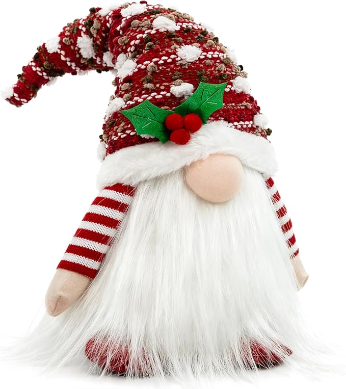 Gnome Christmas Decorations, Handmade Ornaments Swedish Tomte Elf Stuffed Dwarf for Home Holiday Decor, Thanksgiving Valentines Birthday Christmas Plush Gnome Gifts for Women