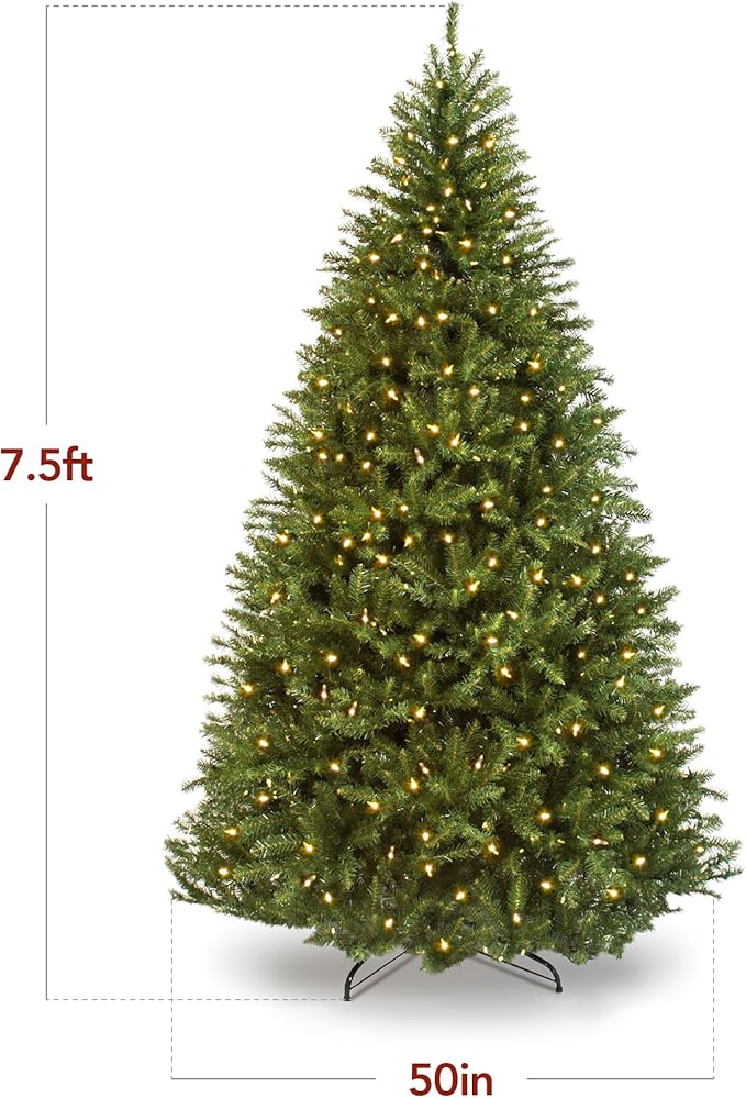 Best Choice Products Douglas Fir Christmas Tree, 7.5ft Pre-lit Artificial Full Fir Lighted Holiday Decoration w/Warm White Lights, Metal Stand