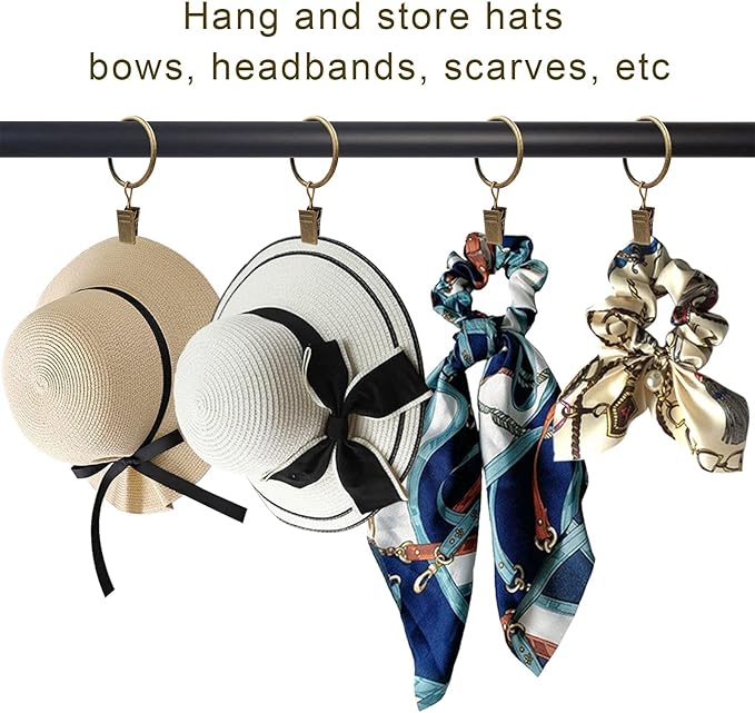 40 Pack Curtain Rings with Clips, Curtain Clip Rings Hooks, Bow Hanger Clips for Hanging Drapery Drapes Bows, Ring 1.26 inch Interior Diameter, Fits up to 1" Rod, Bronze