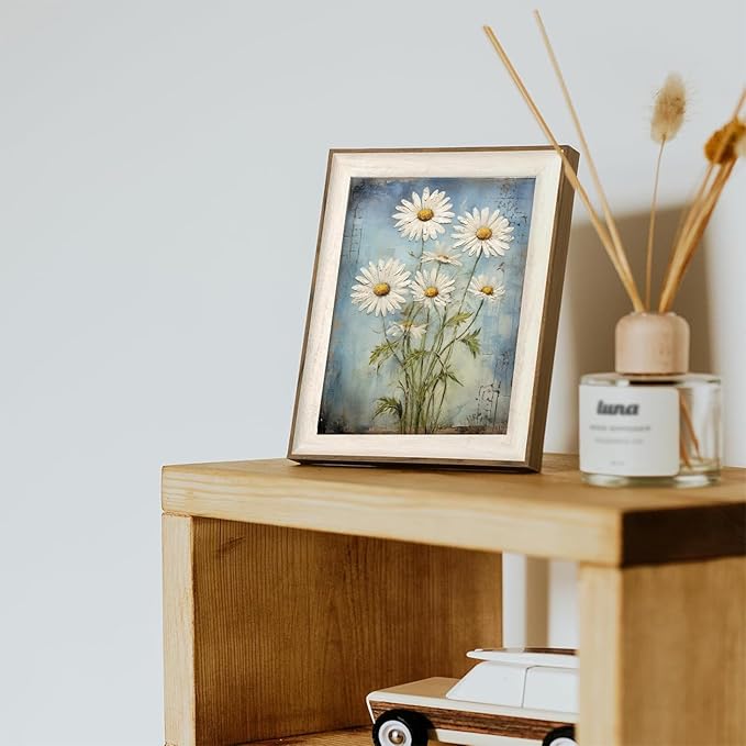 XOCUUI Unframed Wall Art For Bedroom DéCor Farmhouse Floral Canvas Wall Art White Daisy Wall Picture Daisy Canvas Print Neutral Artwork for Home Living Room Bedroom Office 11x14