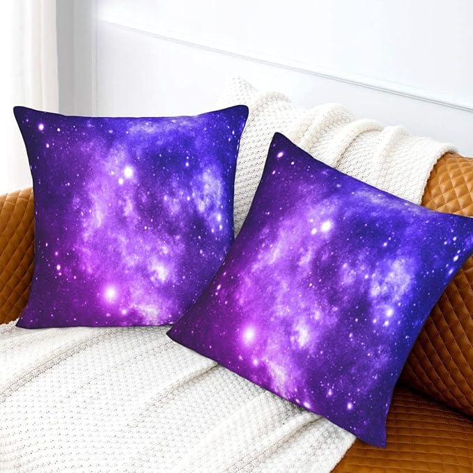 Galaxy Star Pillow Covers 18x18 Inch Set of 2 Space Nebula Throw Pillow Cover Starry Sky Stars Square Pillowcase Cushion Cases for Home Couch Bed Sofa
