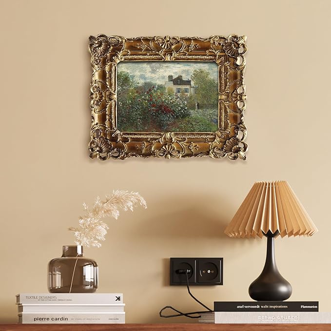 FOLKOR Vintage Canvas Wall Art for Living Room, Garden Flower Picture Print for Bedroom Decoration, Antique Gold Paintings Posters for Home Office Birthday Christmas Gift, 4x6