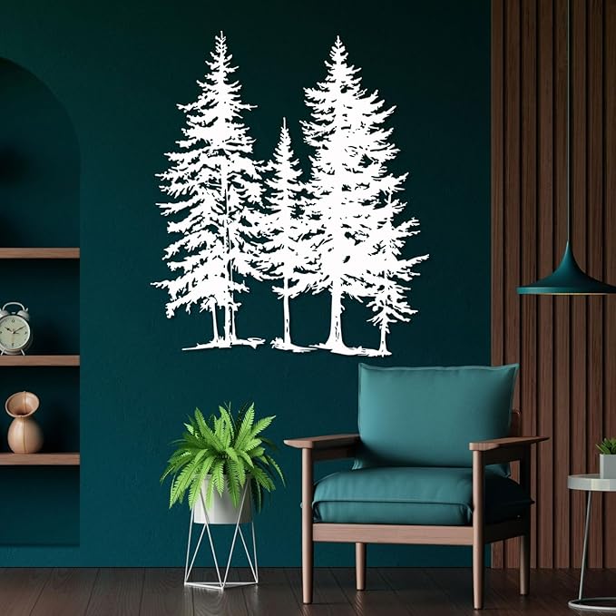Sutanun Pine Tree Metal Wall Art – Large Rustic Farmhouse Branch Wall Sculpture for Living Room, Bedroom & Cabin – Nature Decor Gift for Nature Lovers (Gold, 24"x20"|60x51cm)