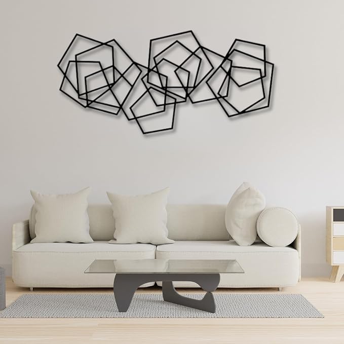Metal Geometric Home Wall Decor ，Contemporary Minimalist Metal Wall Art, Abstract Decor for Home, Modern Sculpture for Living Room, Bedroom, Office Decoration (69"X34" / 175X85 CM)