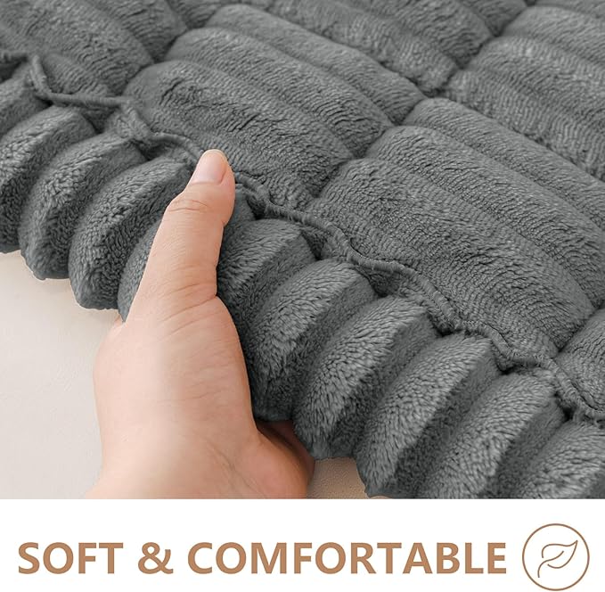 Smiry Couch Cover for Dogs Washable, Non Slip Fuzzy Pet Couch Covers for 3 Cushion Sofa Pet Friendly, Thick Soft Sofa Slipcovers Cushion Protector (Dark Grey, 27.6" x 88")