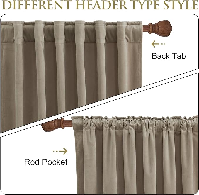StangH Camel Beige Polyester Curtains - Living Room Blackout Curtain Drapes Super Soft Heavy Window Curtains for Bedroom/Boys Room, Thermal Insulated Drapes for Balcony, W52 x L108, 2 Panels