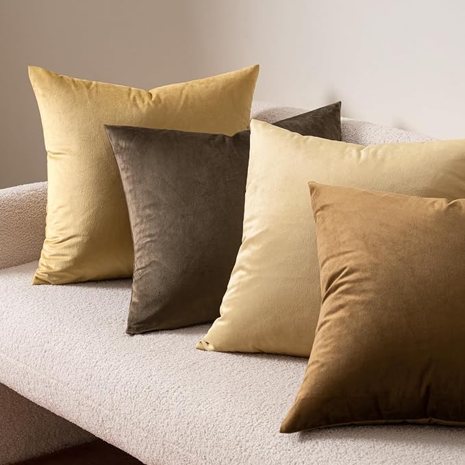 MIULEE Pack of 2 Velvet Soft Solid Decorative Square Throw Pillow Covers Set Cushion Case for Spring Sofa Bedroom Couch 16x16 Inch Beige