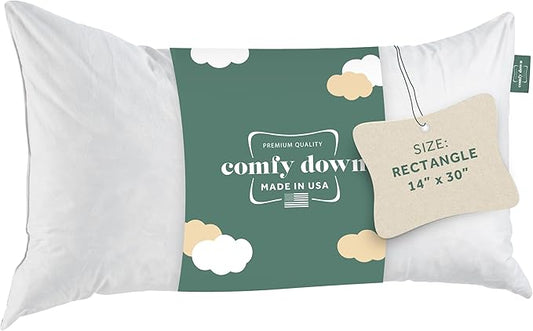 ComfyDown Decorative Throw Pillow Insert, Down and Feather Fill, 100% Cotton Cover, 233 Thread Count - Made in USA (14 X 30)