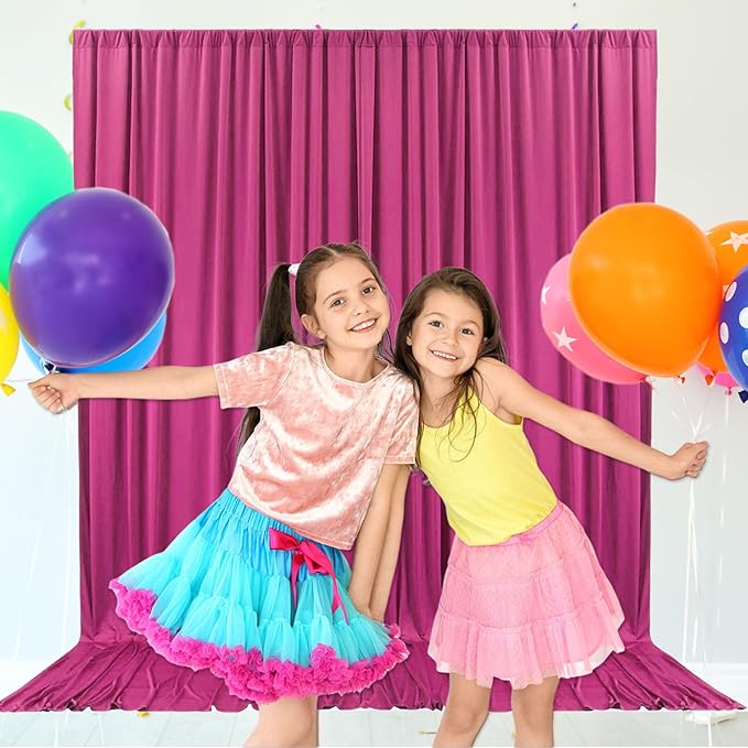 2 Panels Fuchsia Backdrop Curtain, 10 x 10 Feet Background Curtains for Parties, Weddings, Baby Showers, Bachelorette Halloween, Christmas Birthday Party Photoshoot Backdrop Curtains Decorations