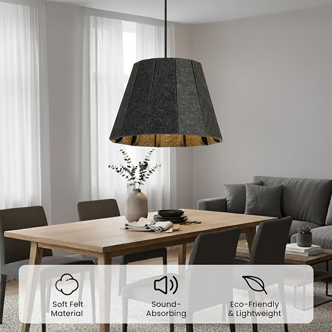 Pendant Light with Felt Lampshade, Modern Hanging Lamp Fixture, DIY Acoustic Pendant Light Chandeliers for Kitchen Island, Living Room, Dining Room, Bedroom, Office (D15.7"x11")