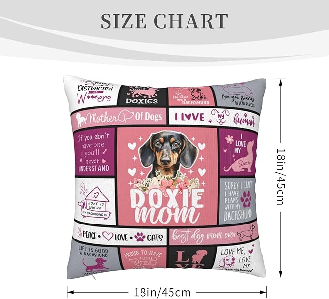 Christmas Dachshund Gifts for Women, Dachshund Gifts for Dachshunds Lover, Dachshunds Mom Gift for Christmas, Xmas Doxie Gift for Women, Dog Mom Present for Doxie Lover Throw Pillow Cover 18x18