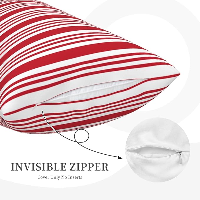 Red and White Striped Lumbar Pillow Covers 12x20 Inch Set of 2 Red Stripes Throw Pillow Cover Lines Texture Pillowcase Cushion Cases for Home Couch Bed Sofa